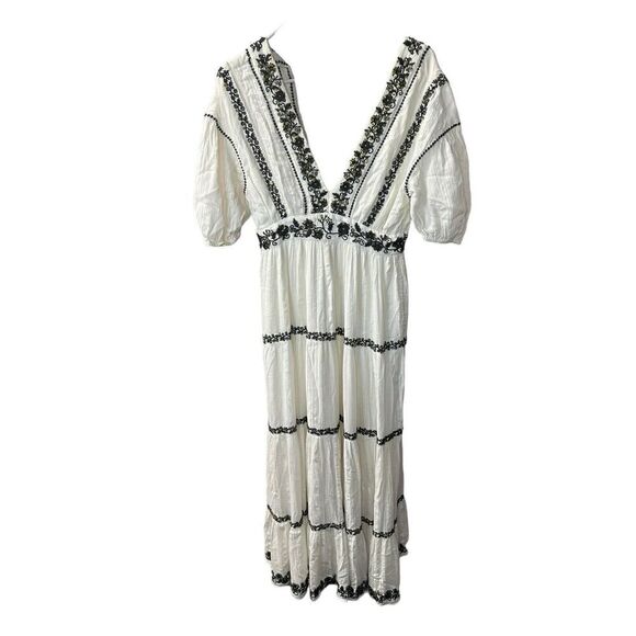 Ulla Johnson Handmade Boho White Beaded Maxi Dress Small - Picture 7 of 16